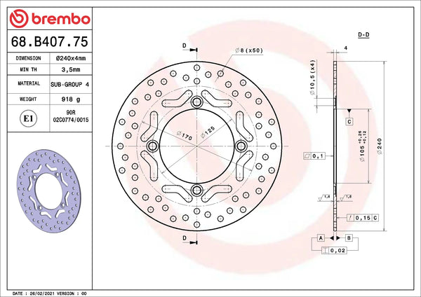 BREMBO 68B40775 official product image 2
