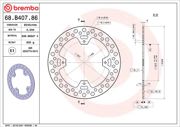 BREMBO 68B40786 official product image 2