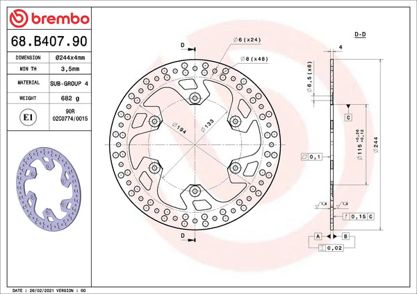 BREMBO 68B40790 official product image 2