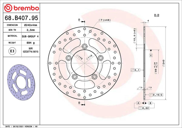 BREMBO 68B40795 official product image 2
