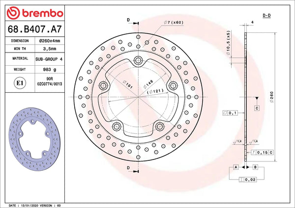 BREMBO 68B407A7 official product image 2
