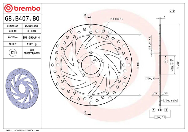 BREMBO 68B407B0 official product image 2