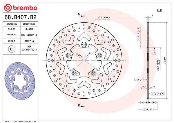 BREMBO 68B407B2 official product image 2