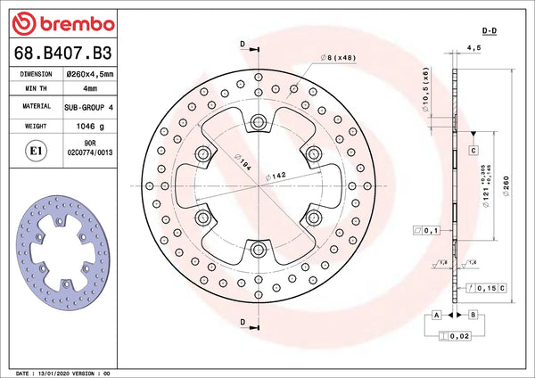 BREMBO 68B407B3 official product image 2