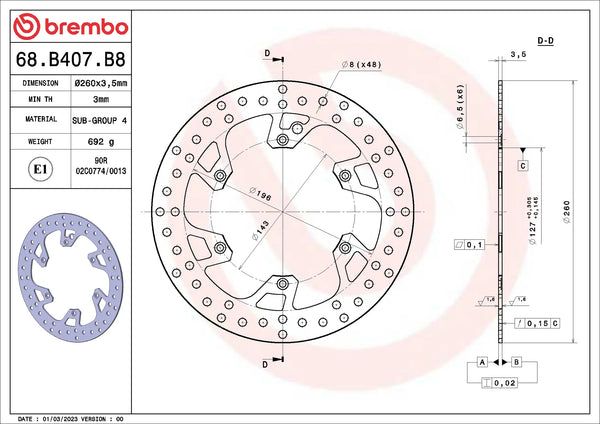 BREMBO 68B407B8 official product image 2