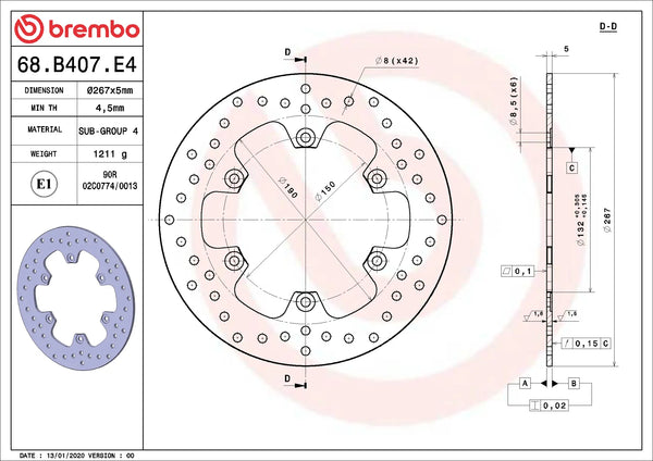 BREMBO 68B407E4 official product image 2