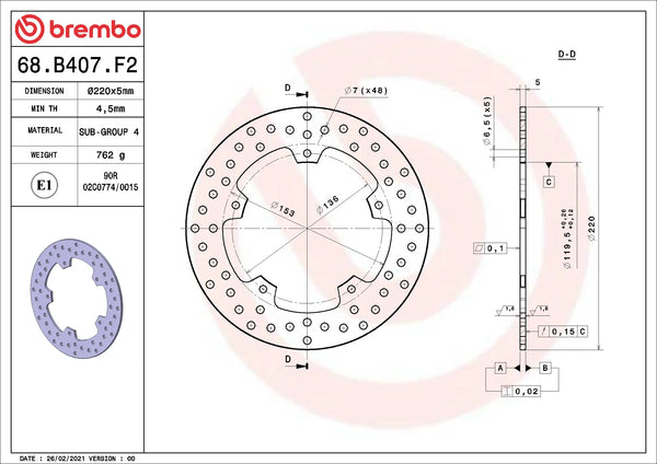 BREMBO 68B407F2 official product image 2
