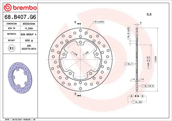 BREMBO 68B407G6 official product image 2