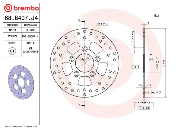 BREMBO 68B407J4 official product image 2