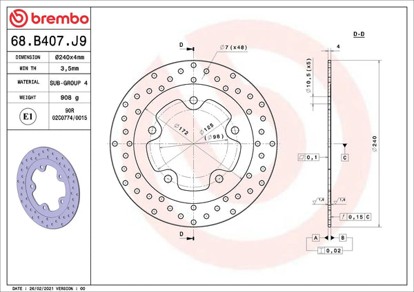 BREMBO 68B407J9 official product image 2