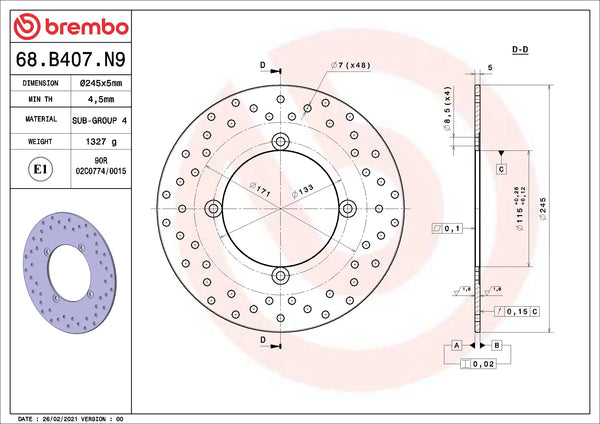 BREMBO 68B407N9 official product image 2