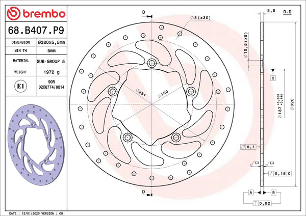 BREMBO 68B407P9 official product image 2