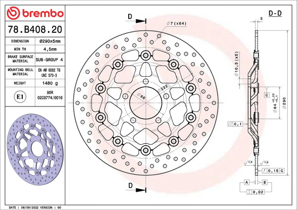 BREMBO 78B40820 official product image 2