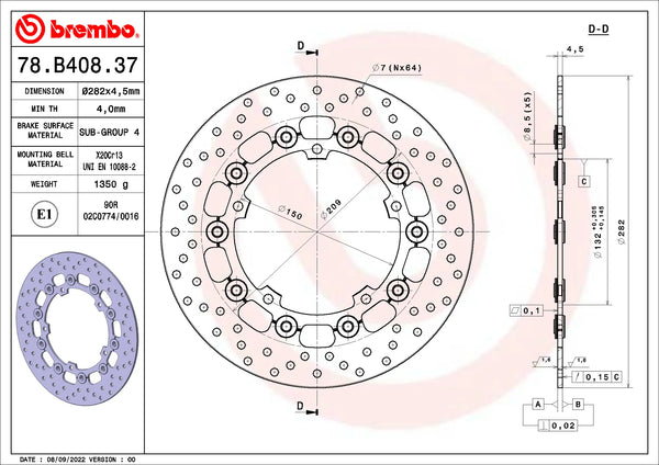 BREMBO 78B40837 official product image 2