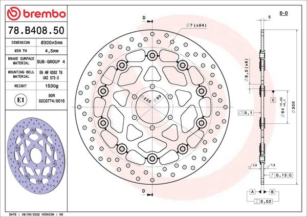 BREMBO 78B40850 official product image 2