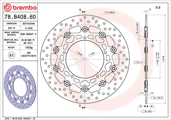 BREMBO 78B40860 official product image 2
