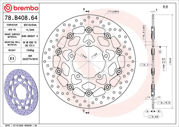 BREMBO 78B40864 official product image 2