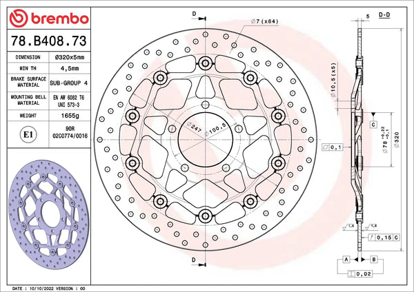 BREMBO 78B40873 official product image 2