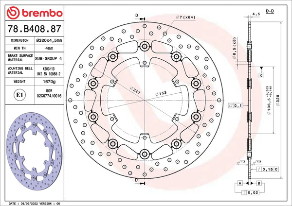 BREMBO 78B40887 official product image 2