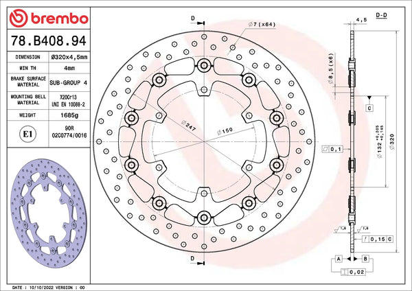 BREMBO 78B40894 official product image 2