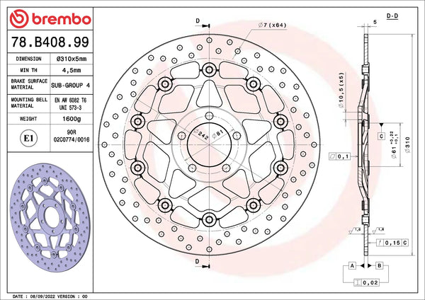 BREMBO 78B40899 official product image 2