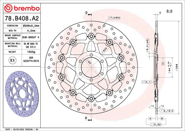 BREMBO 78B408A2 official product image 2