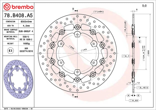 BREMBO 78B408A5 official product image 2
