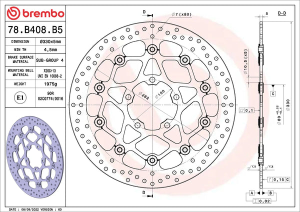 BREMBO 78B408B5 official product image 2
