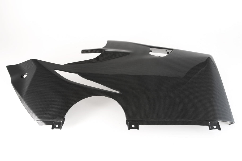 MOTOCORSE Fairing side panel - lower left Trama del carbonio e finitura superficiale