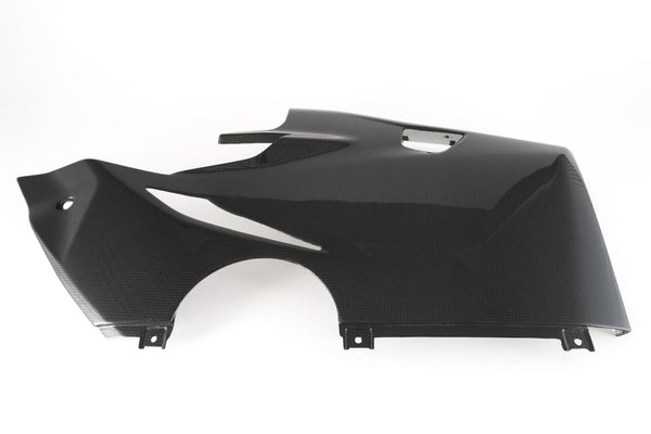 MOTOCORSE Fairing side panel - lower left Trama del carbonio e finitura superficiale