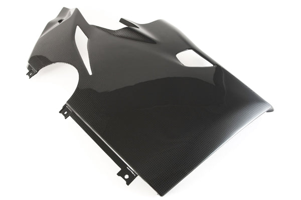 MOTOCORSE Fairing side panel - lower left Trama del carbonio e finitura superficiale