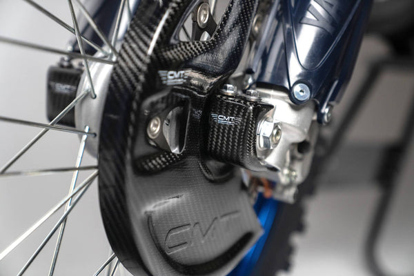 CMT Compositi Carbon Fork Foot Guard | Ducati / Triumph / Honda / Yamaha / Sherco / TM Racing / Fantic / Stark Varg | 000194