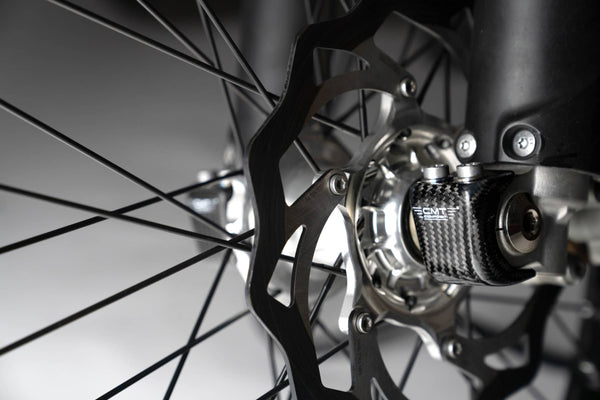 CMT Compositi Carbon Fork Foot Guard | Ducati / Triumph / Honda / Yamaha / Sherco / TM Racing / Fantic / Stark Varg | 000194
