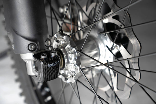 CMT Compositi Carbon Fork Foot Guard | Ducati / Triumph / Honda / Yamaha / Sherco / TM Racing / Fantic / Stark Varg | 000194