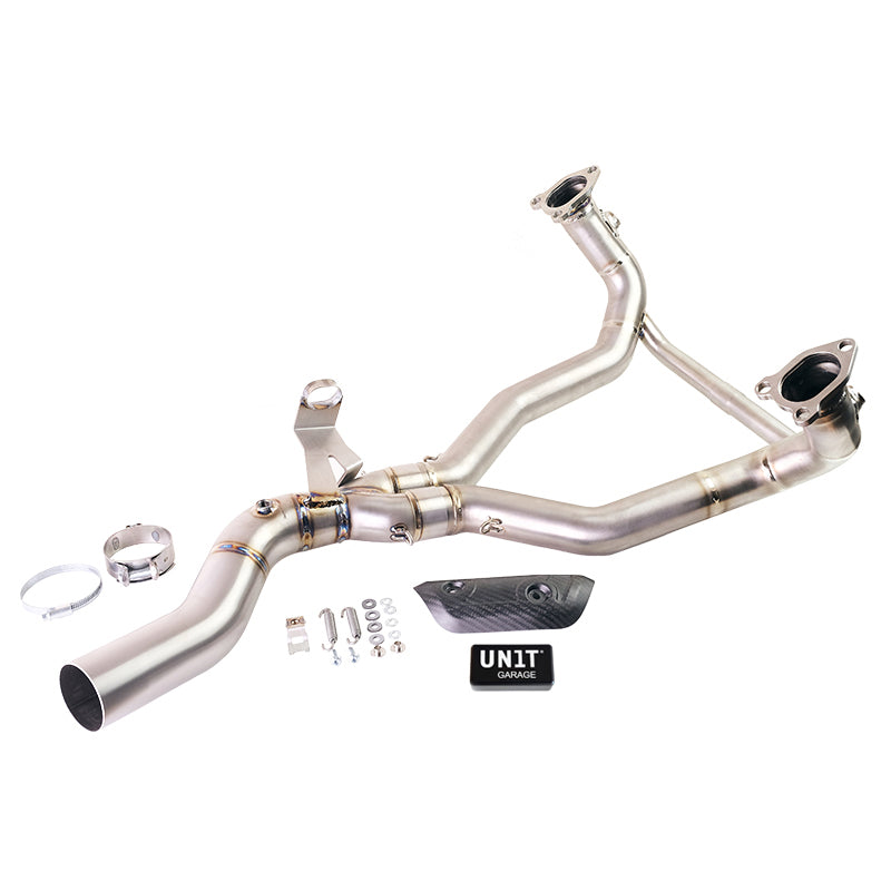 Unit Garage 4032T+U161 Headpipe Titanium without catalitic converter + Engine warning light eliminator EURO 5+ BMW R1300GS and ADV