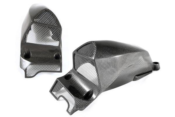 MOTOCORSE Air intake tubes - oversized racing set Trama del carbonio e finitura superficiale