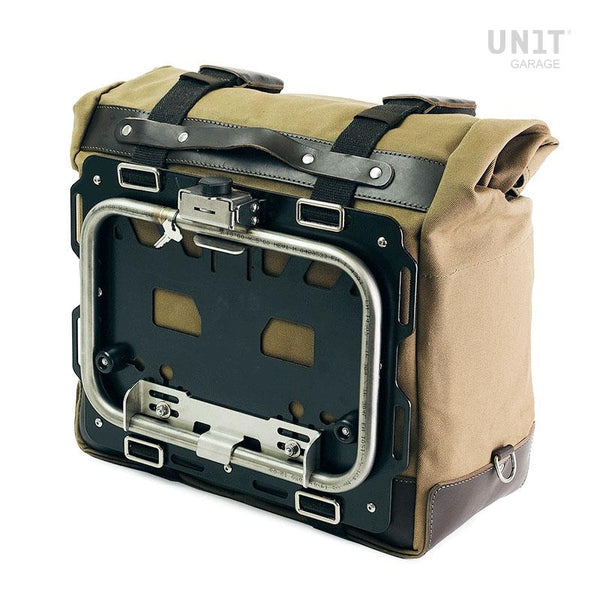 Unit Garage U203C+4552 Pair of Cult side bags in Canvas 40L - 50L + Pair of aluminum plates + Inox Subframe for Aluminium side panniers BMW F850GS and ADV