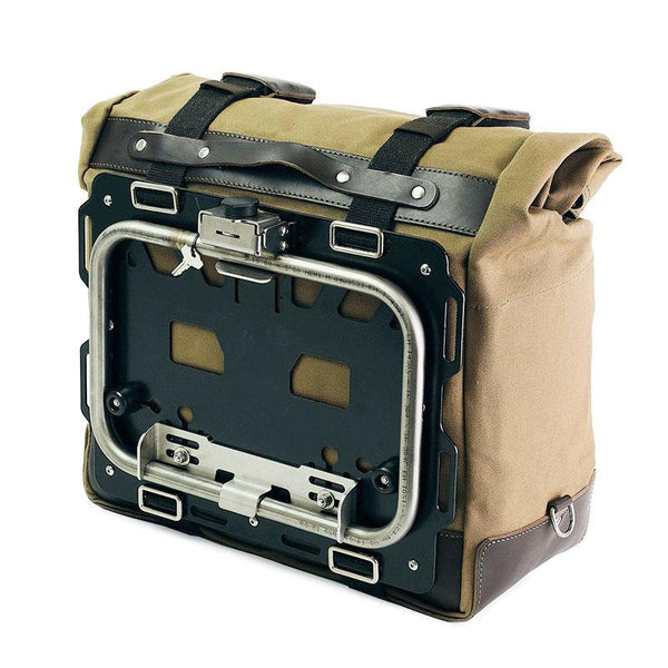 Unit Garage U203C+3306_BL Pair of Cult side bags in Canvas 40L - 50L + Pair of aluminum plates + Inox Subframes for Atlas aluminum side panniers HD Pan America