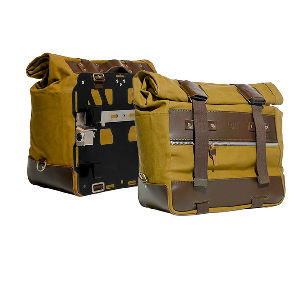 Unit Garage U203CP Pair of Cult side bags in Canvas 40L - 50L + Pair of aluminium plates for BMW R1300GS ADV