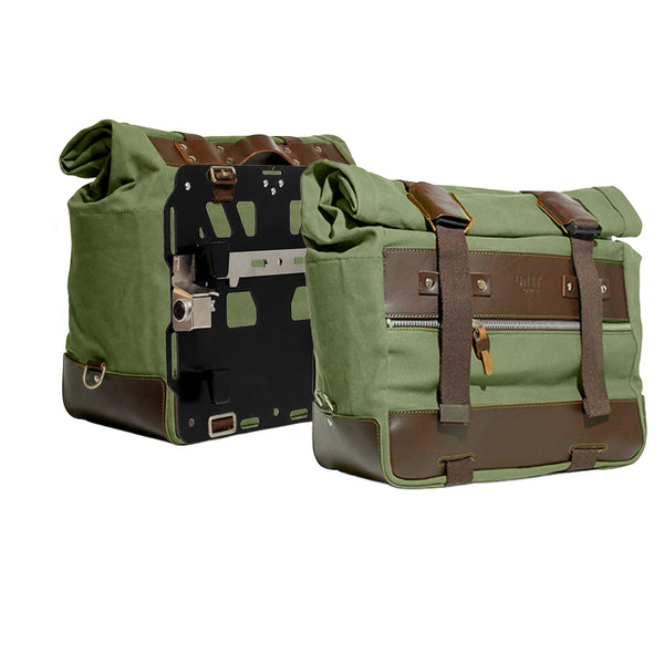 Unit Garage U203CP Pair of Cult side bags in Canvas 40L - 50L + Pair of aluminium plates for BMW R1300GS ADV