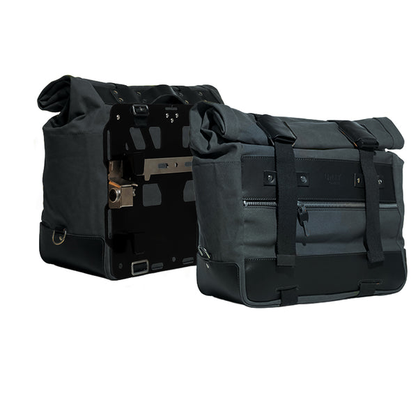 Unit Garage U203CP Pair of Cult side bags in Canvas 40L - 50L + Pair of aluminium plates for BMW R1300GS ADV