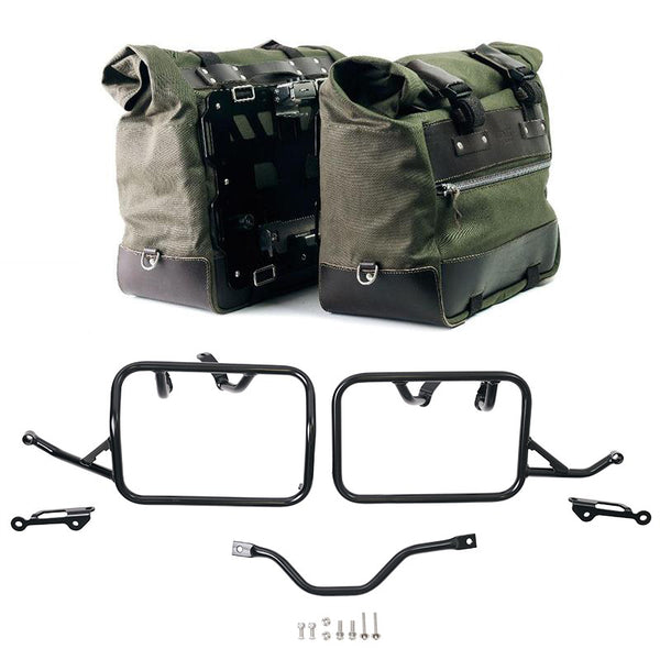 Unit Garage U203C+5002 Pair of Cult side bags in Canvas 40L - 50L + Pair of aluminum plates + Subframes BMW R12 G/S