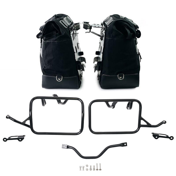 Unit Garage U203C+5002 Pair of Cult side bags in Canvas 40L - 50L + Pair of aluminum plates + Subframes BMW R12 G/S