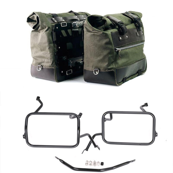 Unit Garage U203C+5502 Pair of Cult side bags in Canvas 40L - 50L + Pair of aluminum plates + Subframes for aluminum side panniers Atlas BMW F450GS