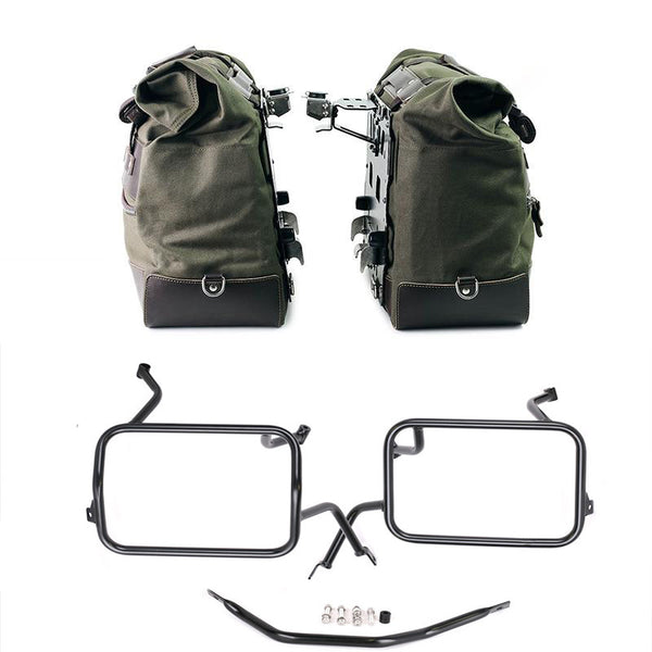 Unit Garage U203C+5502 Pair of Cult side bags in Canvas 40L - 50L + Pair of aluminum plates + Subframes for aluminum side panniers Atlas BMW F450GS