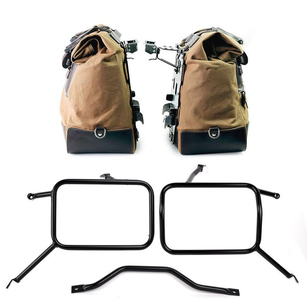Unit Garage U203C+3172 Pair of Cult side bags in Canvas 40L - 50L + Pair of aluminum plates + Frames for Atlas aluminum side panniers Triumph Street Scrambler 900 (2026 until now)