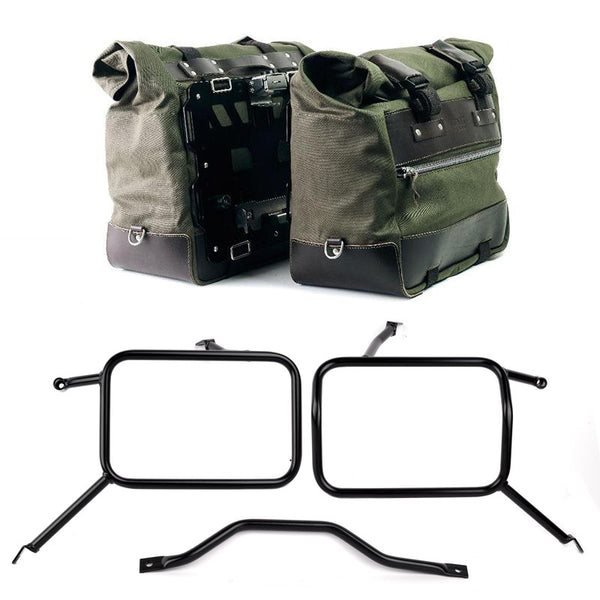 Unit Garage U203C+3172 Pair of Cult side bags in Canvas 40L - 50L + Pair of aluminum plates + Frames for Atlas aluminum side panniers Triumph Street Scrambler 900 (2026 until now)