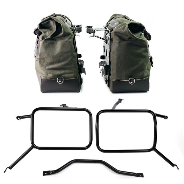 Unit Garage U203C+3172 Pair of Cult side bags in Canvas 40L - 50L + Pair of aluminum plates + Frames for Atlas aluminum side panniers Triumph Street Scrambler 900 (2026 until now)