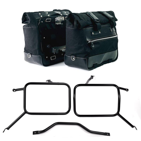 Unit Garage U203C+3172 Pair of Cult side bags in Canvas 40L - 50L + Pair of aluminum plates + Frames for Atlas aluminum side panniers Triumph Street Scrambler 900 (2026 until now)