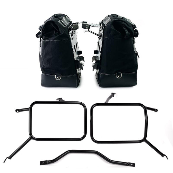 Unit Garage U203C+3172 Pair of Cult side bags in Canvas 40L - 50L + Pair of aluminum plates + Frames for Atlas aluminum side panniers Triumph Street Scrambler 900 (2026 until now)